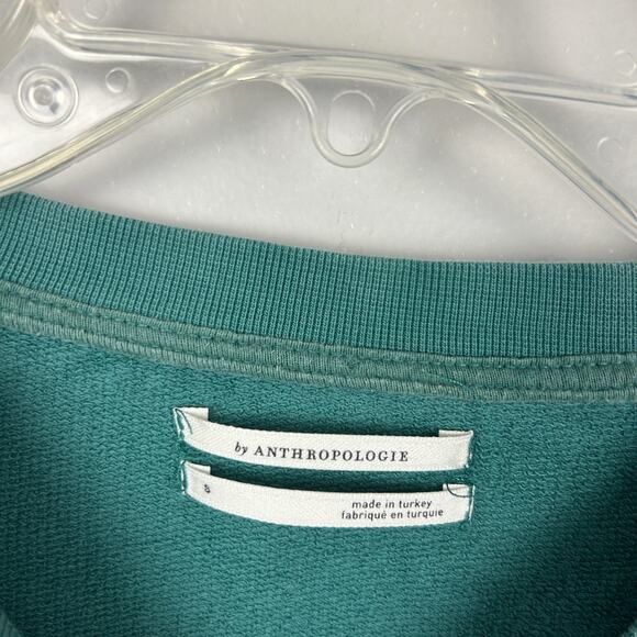Anthropologie Green Paris Graphic Long Sleeve Cropped Crew Neck Sweatshirt S - Picture 4 of 6